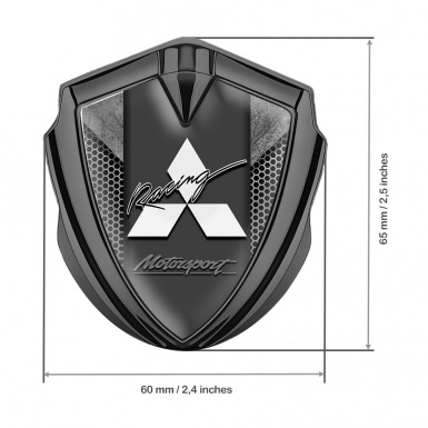 Mitsubishi Emblem Fender Badge Graphite Grey Hex Stone Panel Design