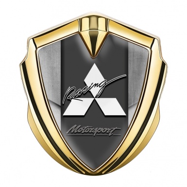 Mitsubishi Fender Emblem Badge Gold Stone Effect Motorsport Design