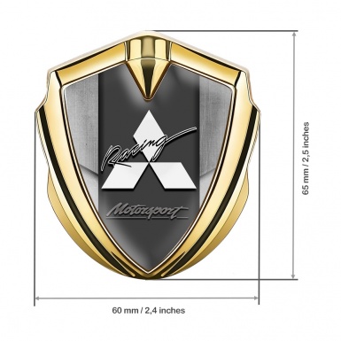 Mitsubishi Fender Emblem Badge Gold Stone Effect Motorsport Design