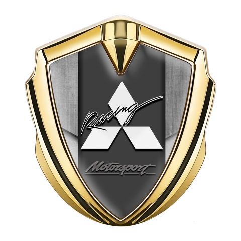 Mitsubishi Fender Emblem Badge Gold Stone Effect Motorsport Design