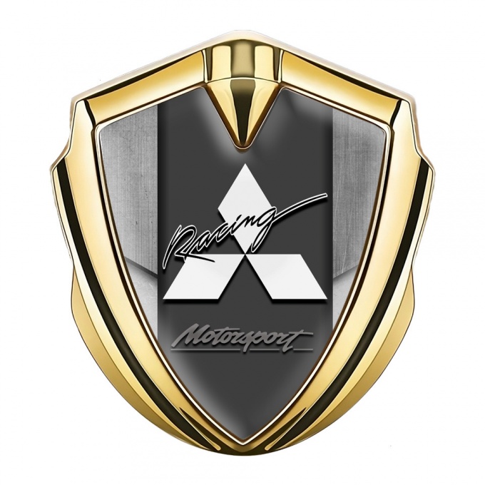 Mitsubishi Fender Emblem Badge Gold Stone Effect Motorsport Design