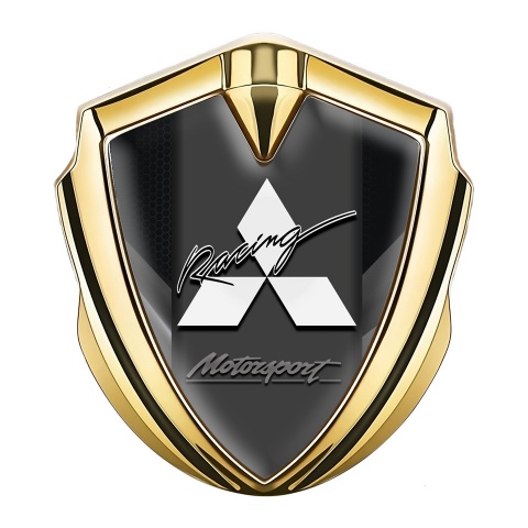 Mitsubishi Emblem Self Adhesive Gold Grey Fragments Racing Edition