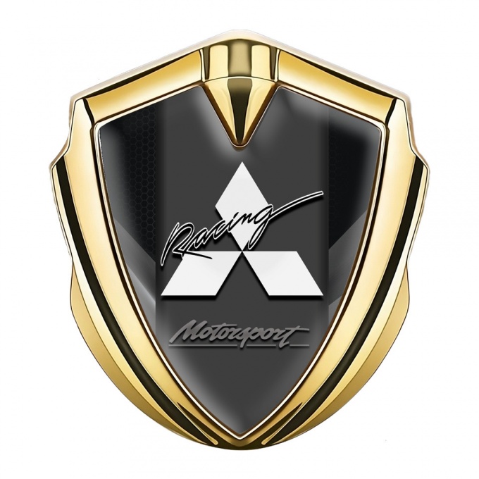 Mitsubishi Emblem Self Adhesive Gold Grey Fragments Racing Edition