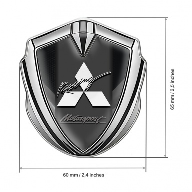 Mitsubishi Emblem Self Adhesive Silver Grey Fragments Racing Edition