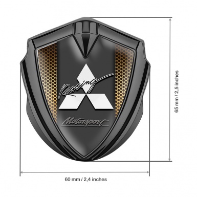 Mitsubishi Bodyside Emblem Badge Graphite Yellow Grate Motorsport Logo