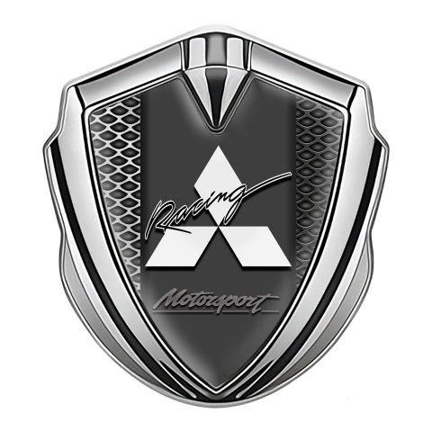 Mitsubishi Emblem Car Badge Silver Metal Fence Motorsport Division