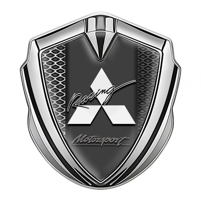 Mitsubishi Emblem Car Badge Silver Metal Fence Motorsport Division