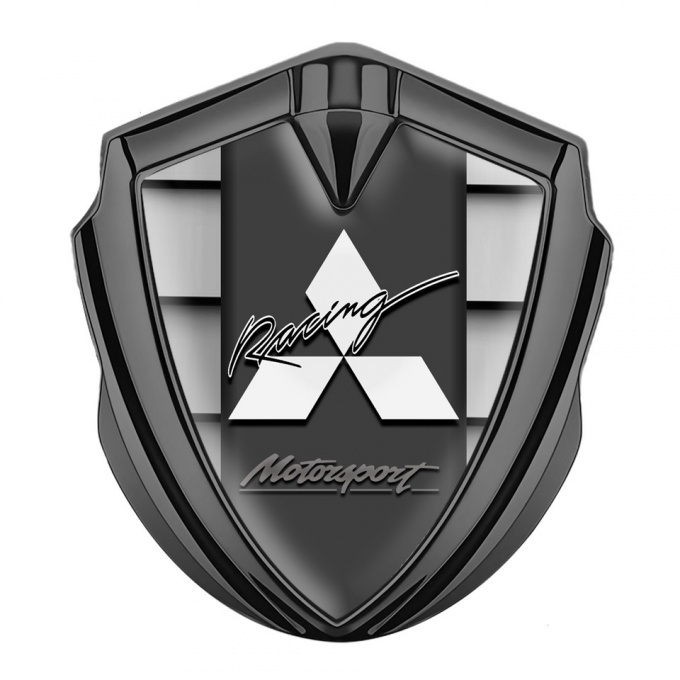 Mitsubishi Bodyside Domed Emblem Graphite Shutter Pattern Racing Logo