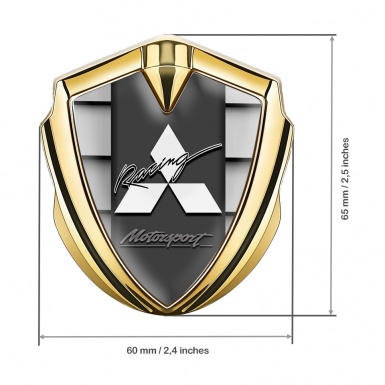 Mitsubishi Bodyside Domed Emblem Gold Shutter Pattern Racing Logo