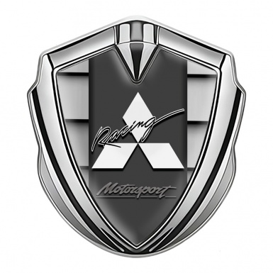 Mitsubishi Bodyside Domed Emblem Silver Shutter Pattern Racing Logo