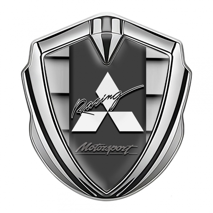 Mitsubishi Bodyside Domed Emblem Silver Shutter Pattern Racing Logo