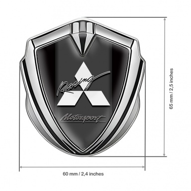 Mitsubishi Bodyside Emblem Self Adhesive Silver Black Base Motorsport