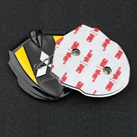 Mitsubishi Bodyside Badge Self Adhesive Graphite Yellow Base Sport Logo