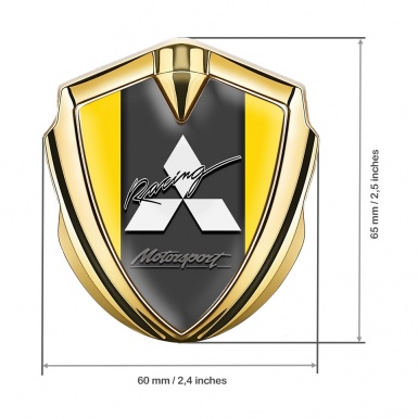 Mitsubishi Bodyside Badge Self Adhesive Gold Yellow Base Sport Logo