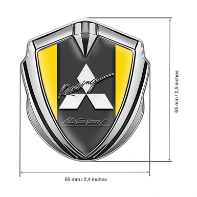 Mitsubishi Bodyside Badge Self Adhesive Silver Yellow Base Sport Logo
