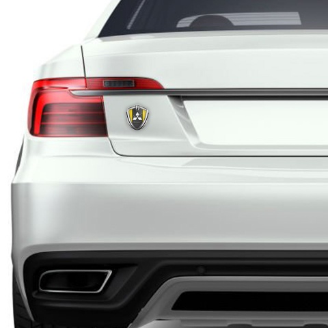 Mitsubishi Bodyside Badge Self Adhesive Silver Yellow Base Sport Logo