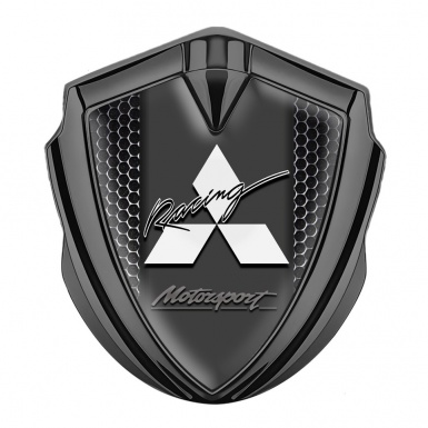 Mitsubishi Emblem Fender Badge Graphite Black Grate Motorsport Racing