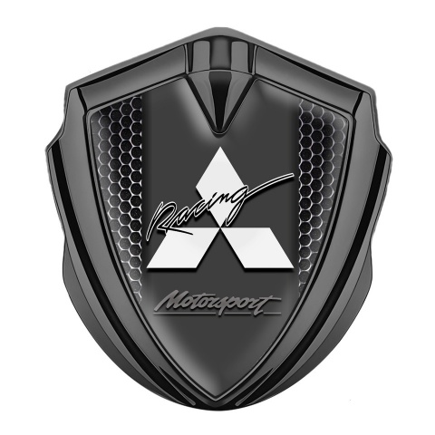 Mitsubishi Emblem Fender Badge Graphite Black Grate Motorsport Racing