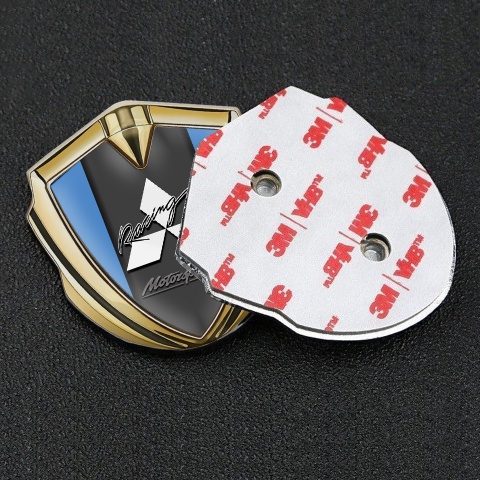 Mitsubishi Fender Emblem Badge Gold Glacial Blue Racing Edition