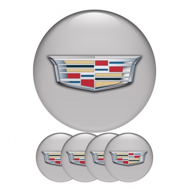Cadillac Silicone Stickers Wheel Center Cap Grey with Multicolour Logo