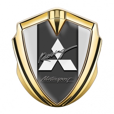 Mitsubishi Emblem Trunk Badge Gold Moon Grey Motorsport Division