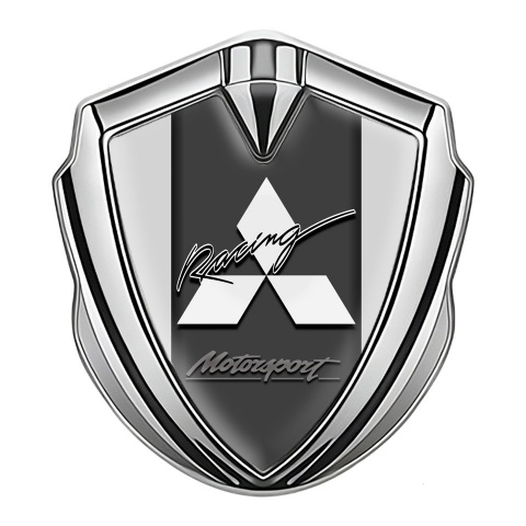 Mitsubishi Emblem Trunk Badge Silver Moon Grey Motorsport Division