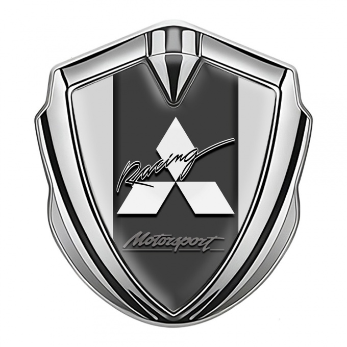 Mitsubishi Emblem Trunk Badge Silver Moon Grey Motorsport Division