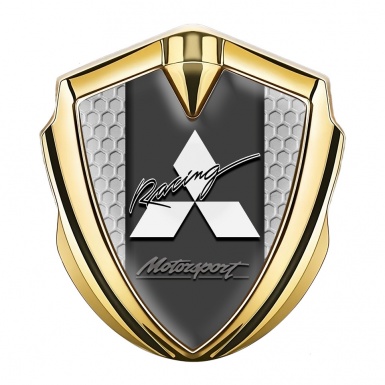 Mitsubishi Bodyside Emblem Badge Gold Grey Hex Motorsport Edition