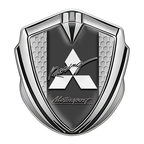 Mitsubishi Bodyside Emblem Badge Silver Grey Hex Motorsport Edition