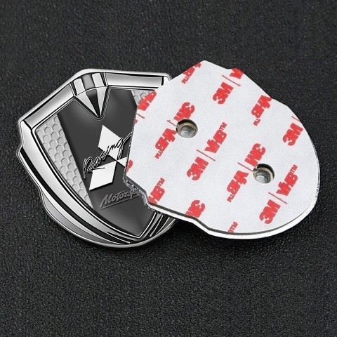 Mitsubishi Bodyside Emblem Badge Silver Grey Hex Motorsport Edition