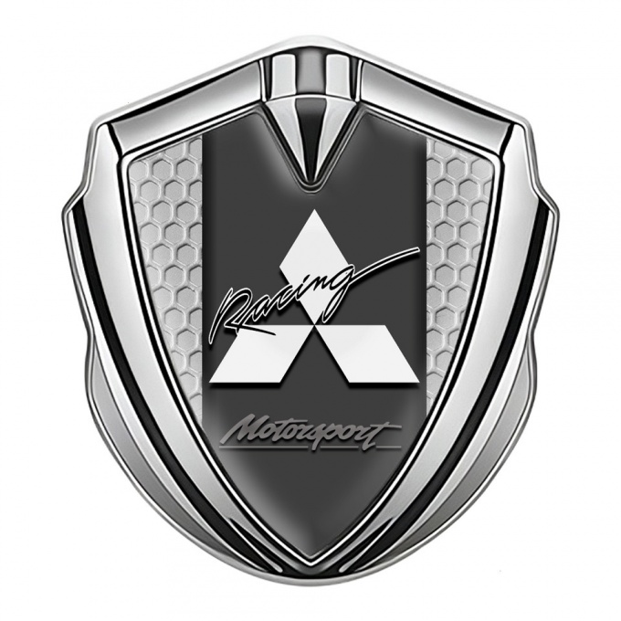 Mitsubishi Bodyside Emblem Badge Silver Grey Hex Motorsport Edition