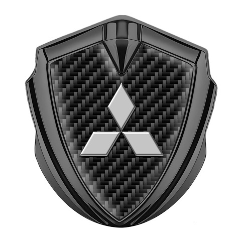Mitsubishi Emblem Badge Self Adhesive Graphite Black Carbon Grey Logo