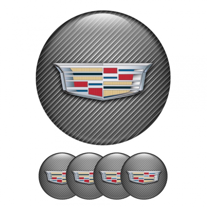 Cadillac Silicone Stickers Wheel Center Cap Carbon with Multicolour Logo