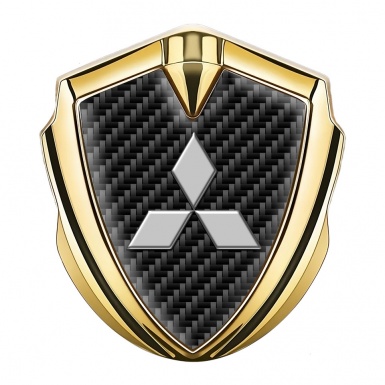 Mitsubishi Emblem Badge Self Adhesive Gold Black Carbon Grey Logo