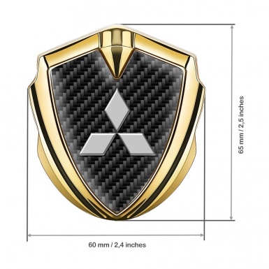 Mitsubishi Emblem Badge Self Adhesive Gold Black Carbon Grey Logo