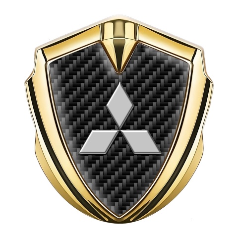 Mitsubishi Emblem Badge Self Adhesive Gold Black Carbon Grey Logo