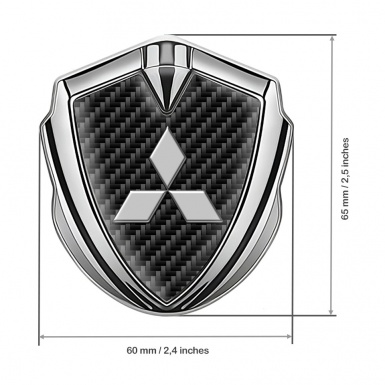 Mitsubishi Emblem Badge Self Adhesive Silver Black Carbon Grey Logo
