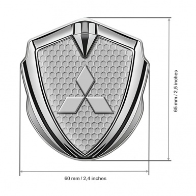 Mitsubishi Fender Emblem Badge Silver Grey Honeycomb Clean Logo
