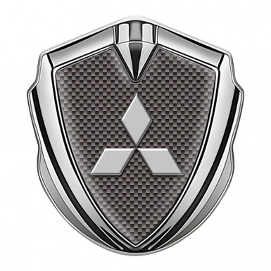 Mitsubishi Emblem Trunk Badge Silver Grey Carbon Classic Edition
