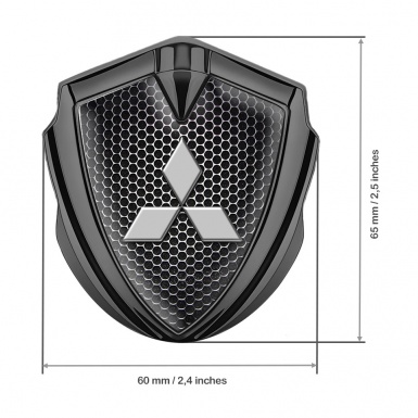 Mitsubishi Trunk Emblem Badge Graphite Steel Mesh Big Classic Logo