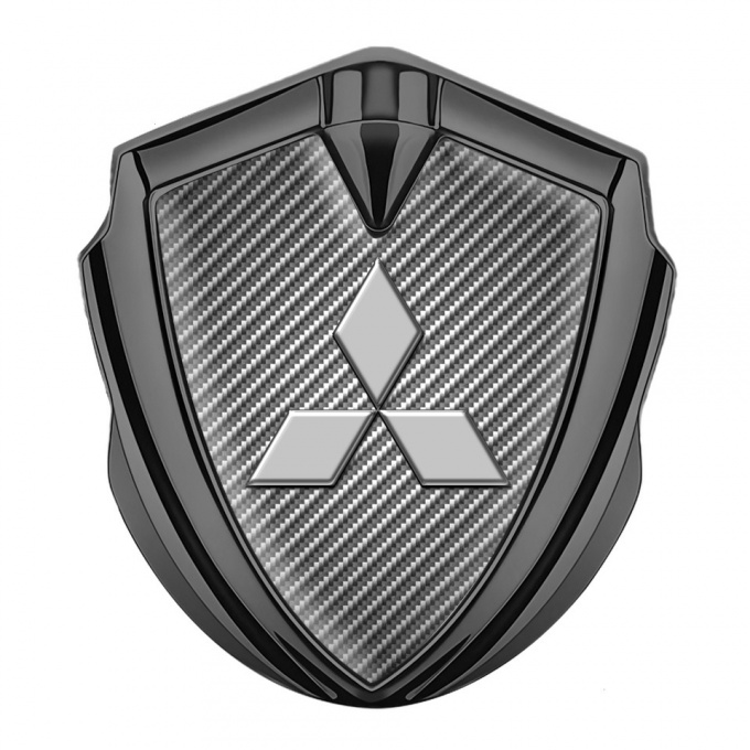 Mitsubishi Emblem Car Badge Graphite Light Carbon Grey Relief Logo