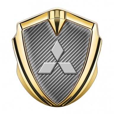 Mitsubishi Emblem Car Badge Gold Light Carbon Grey Relief Logo