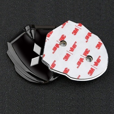 Mitsubishi Emblem Badge Self Adhesive Graphite Black Base Big Logo