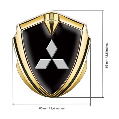 Mitsubishi Emblem Badge Self Adhesive Gold Black Base Big Logo