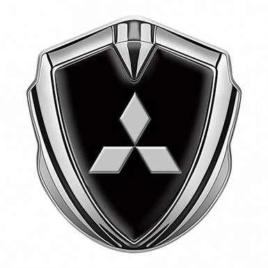 Mitsubishi Emblem Badge Self Adhesive Silver Black Base Big Logo