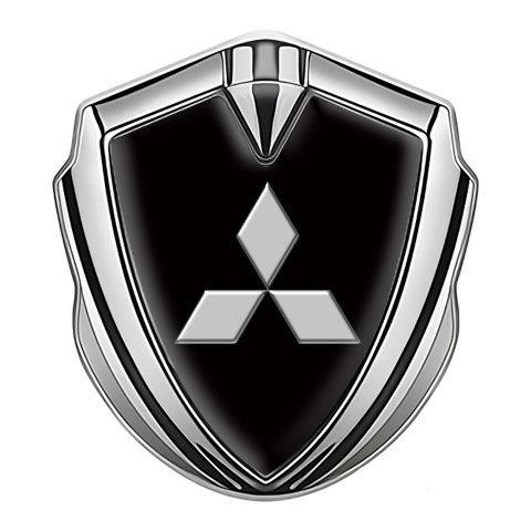 Mitsubishi Emblem Badge Self Adhesive Silver Black Base Big Logo