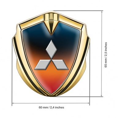 Mitsubishi Emblem Fender Badge Gold Gradient Grey Classic Edition
