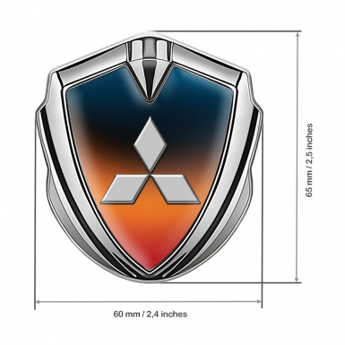Mitsubishi Emblem Fender Badge Silver Gradient Grey Classic Edition