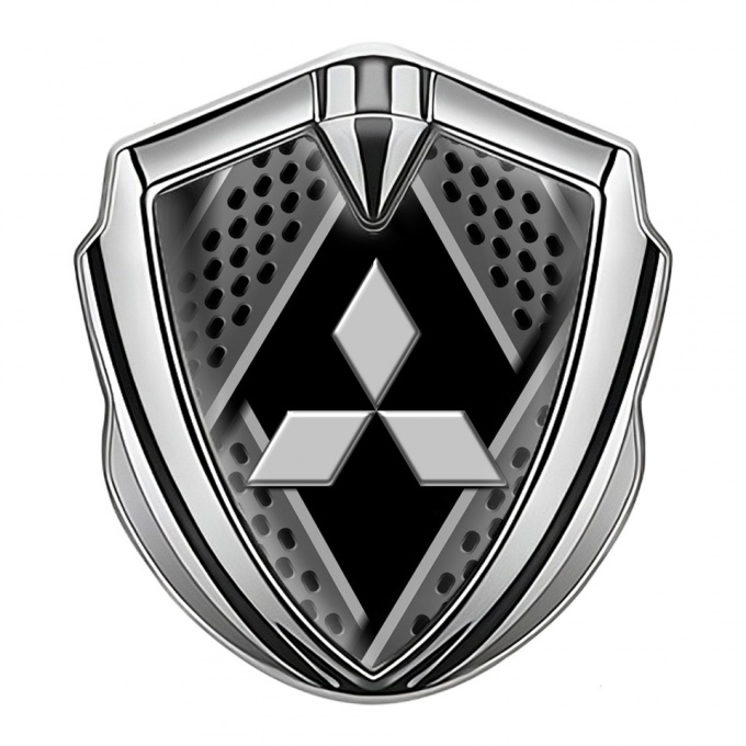 Mitsubishi Fender Emblem Badge Silver Black Multi Panels Big Logo
