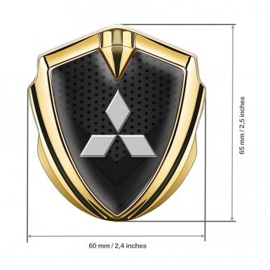 Mitsubishi Emblem Trunk Badge Gold Dark Mesh Elements Clean Logo